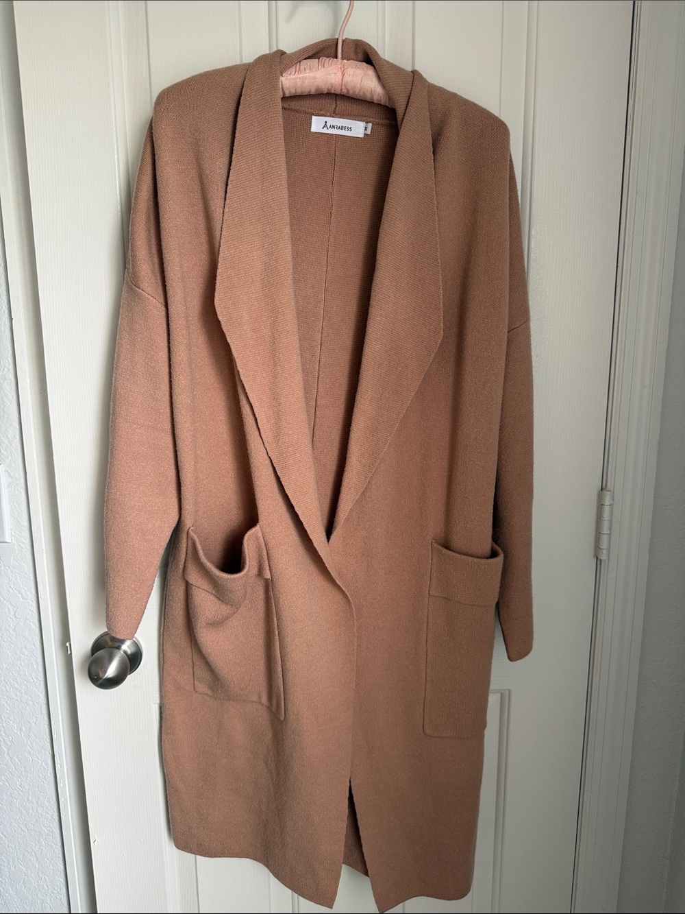 Anrabess Brown Open-Front Shawl Collar Coatigan